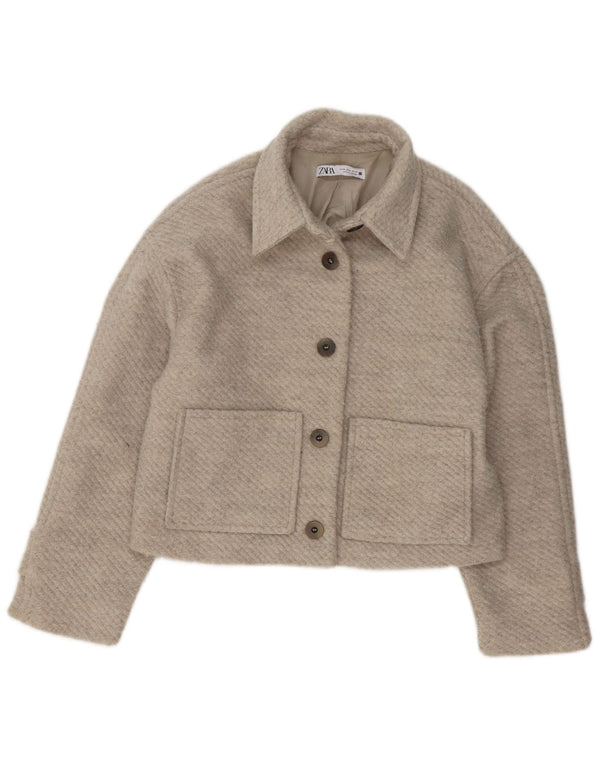 ZARA Mujer Cazadora Bomber UK 44 Medio Beige