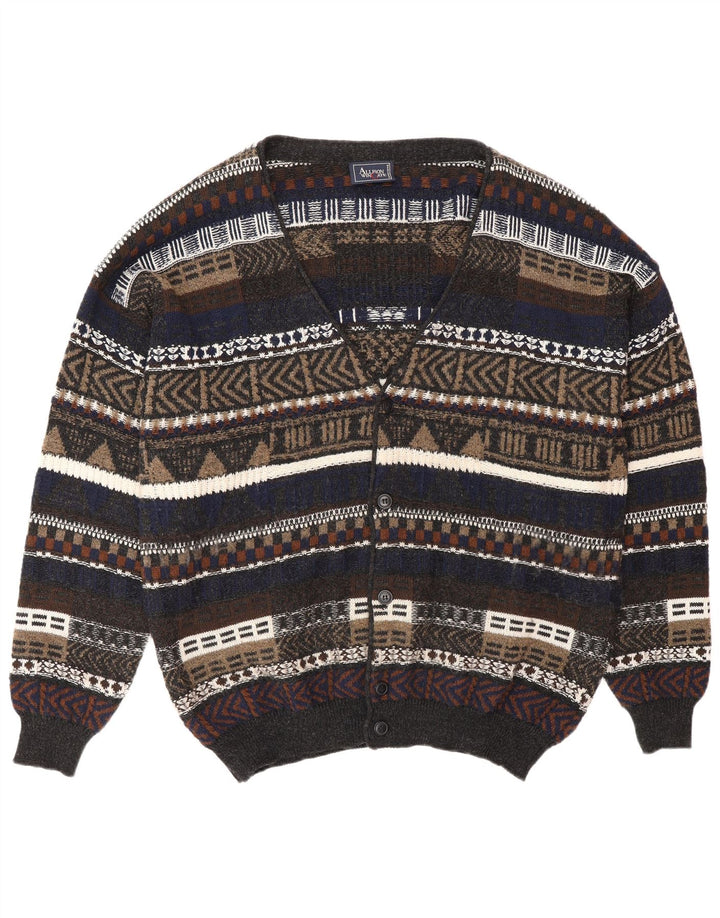ALLISON WINGATE Suéter tipo cárdigan para hombre IT 56 2XL Multicolor Fair Isle