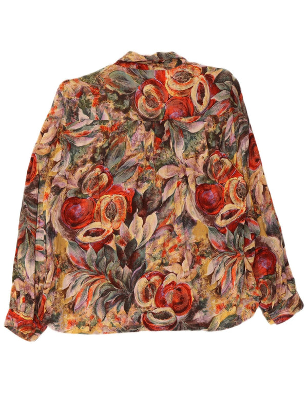 Vintage mujer camisa blusa Reino Unido 16 grande multicolor floral