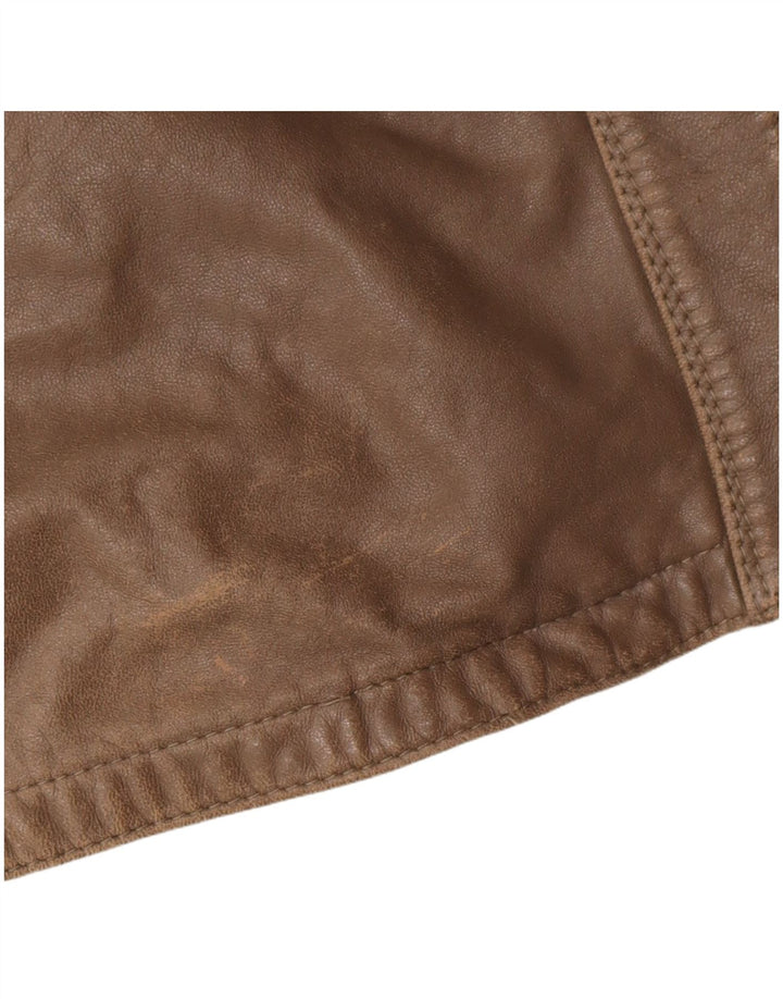 Cristiano Di Thiene Chaqueta de cuero para mujer UK 44 Cuero marrón medio