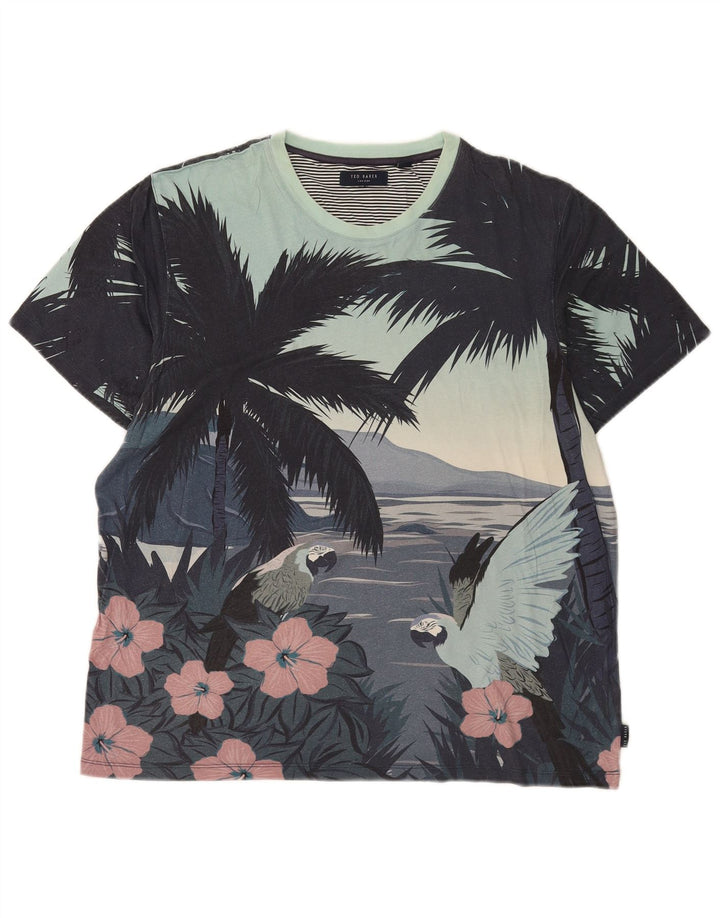 Ted Baker Camiseta con gráfico hawaiano para hombre, talla grande, algodón multicolor