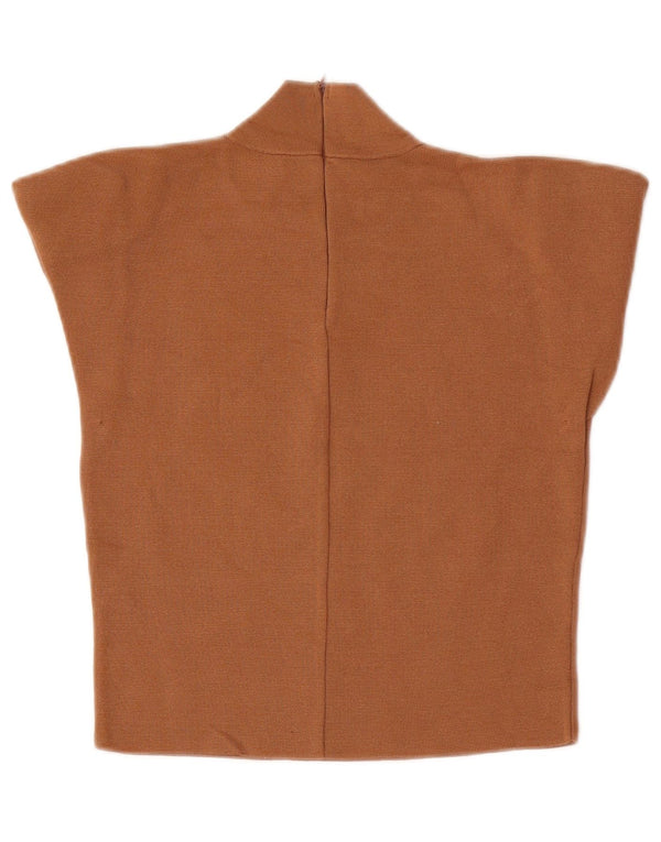 Zara Mujer Blusa Corta Top UK 42 Viscosa Beige Medio