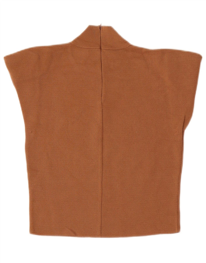 Zara Mujer Blusa Corta Top UK 42 Viscosa Beige Medio