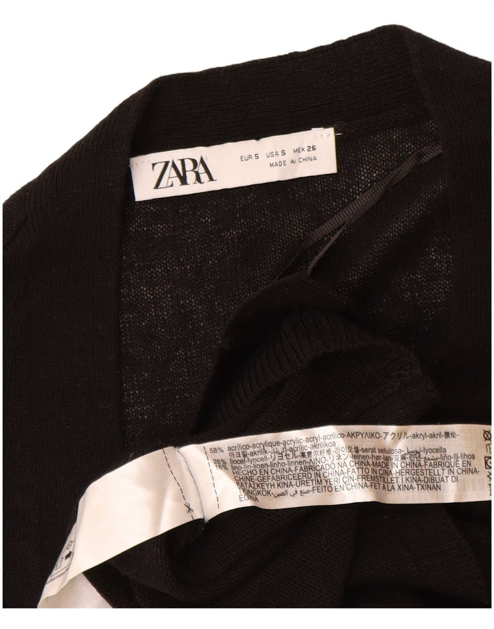 Zara Mujer Cárdigan Suéter UK 10 Small Acrílico Negro