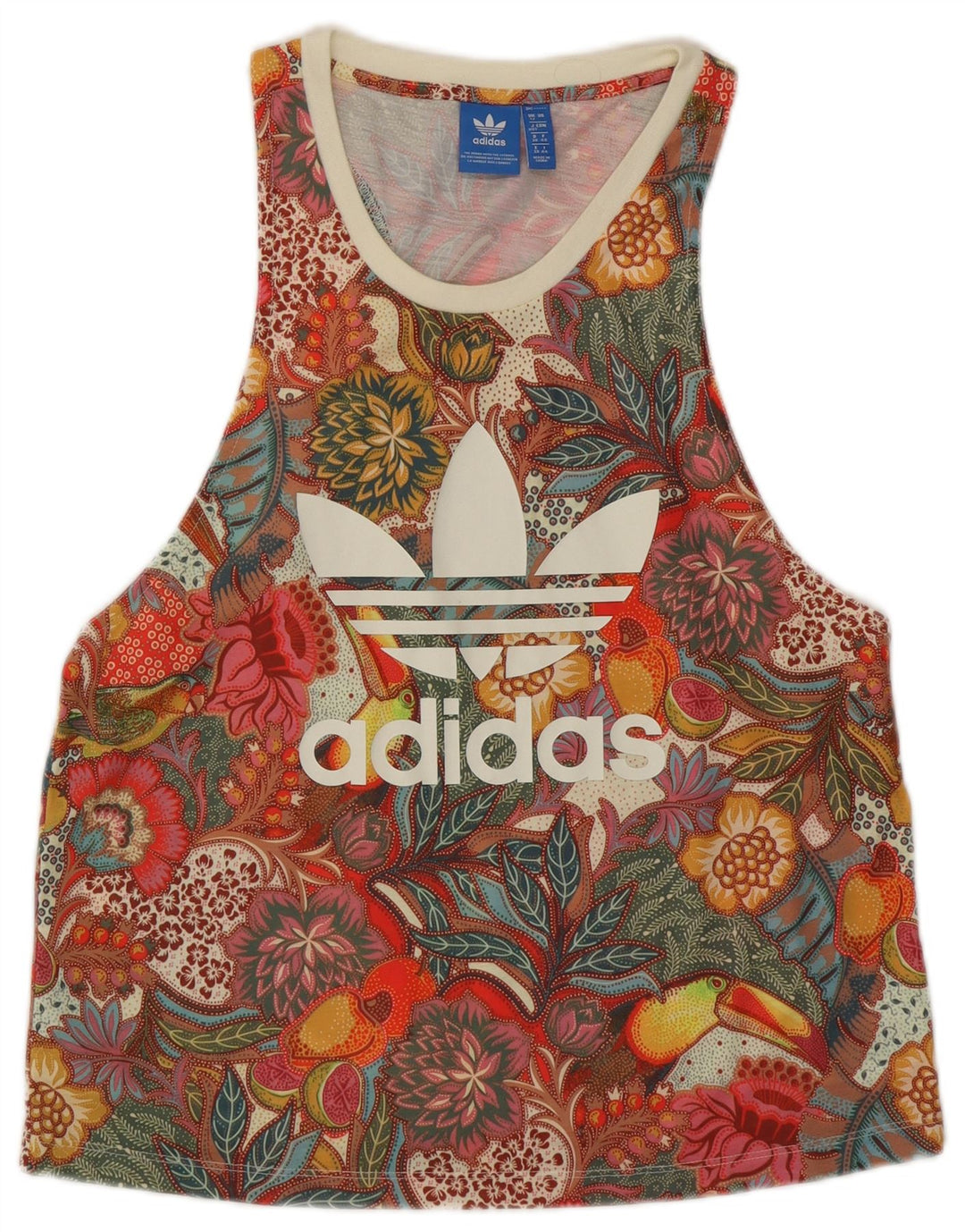 ADIDAS Top gráfico sin mangas para mujer UK 12 Mediano Poliéster floral multicolor