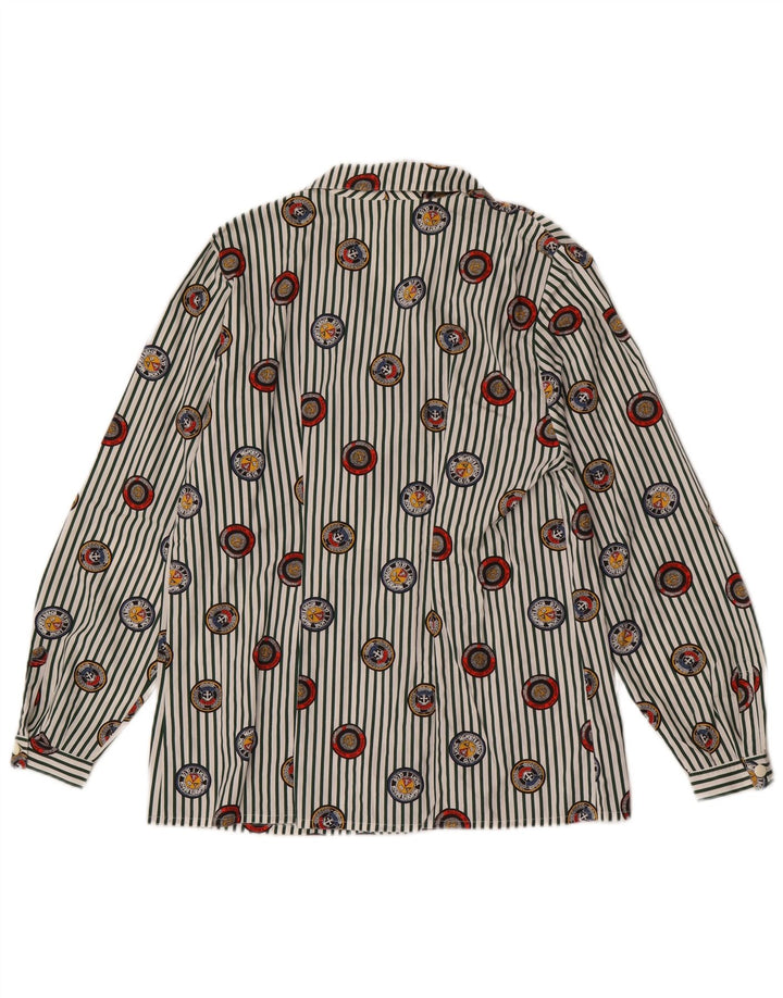 Vintage mujer camisa gráfica Reino Unido 14 medio multicolor Pinstripe