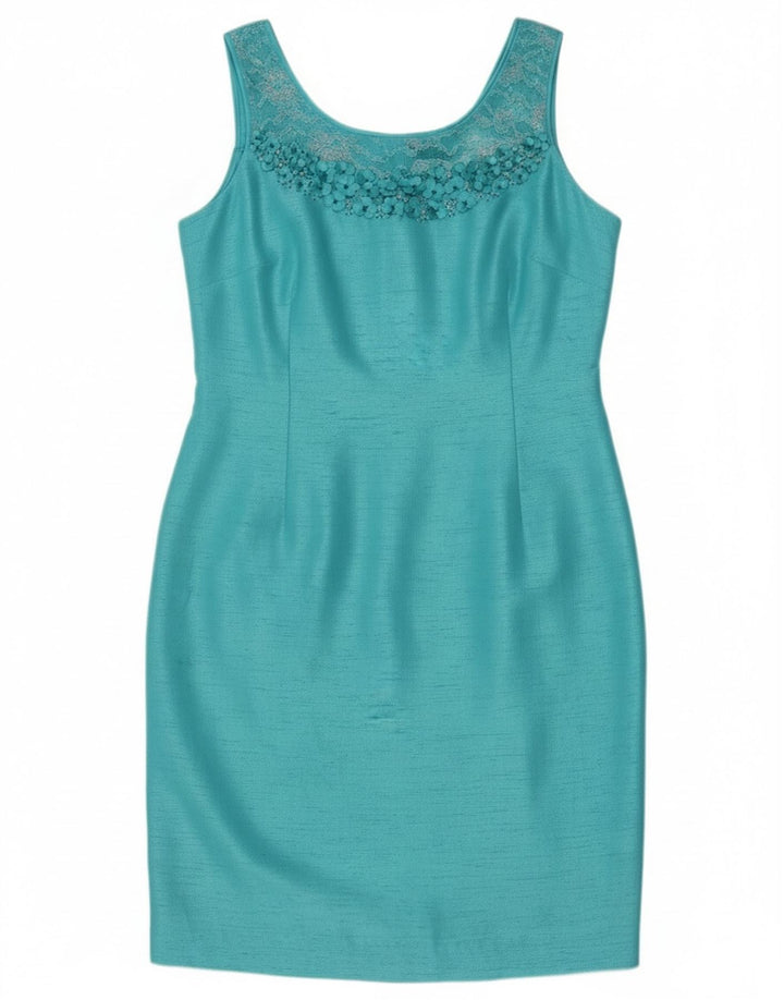 Jacques Vert Vestido tubo sin mangas para mujer UK 44 Poliéster azul medio