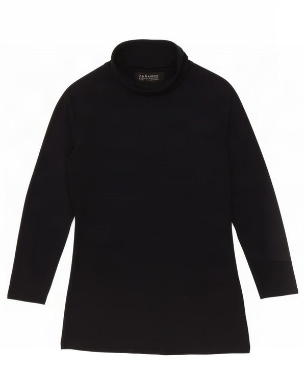 Zara Mujer Top Manga Larga UK 10 Small Azul Marino