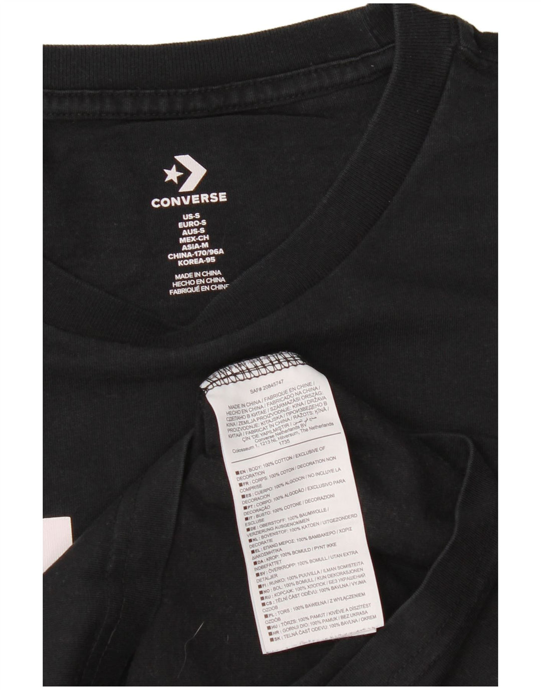 Converse - Camiseta gráfica para hombre, talla pequeña, algodón negro