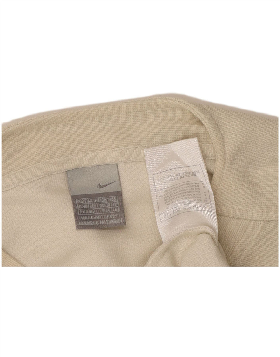 NIKE Top corto para mujer de manga larga UK 10/12 Medium Off White Cotton