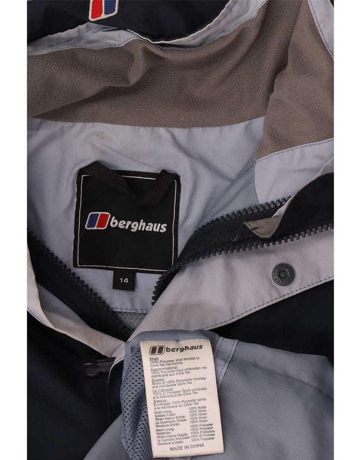 Berghaus Chaqueta impermeable con capucha para mujer UK 40 Large Poliéster azul marino