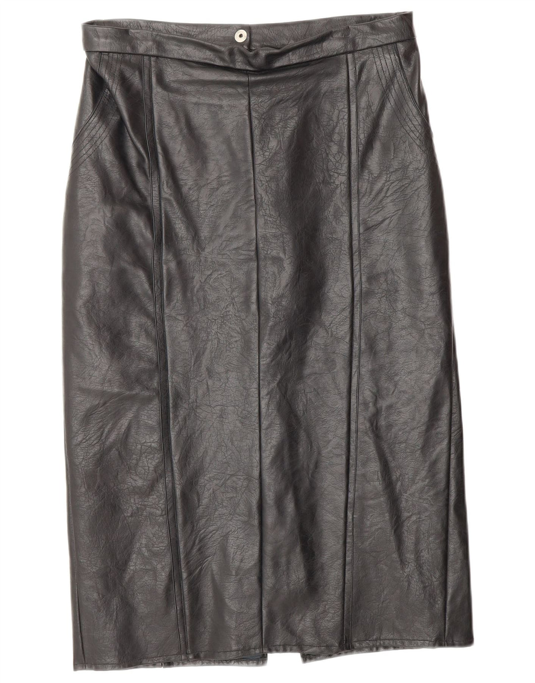 VINTAGE Falda de cuero para mujer W28 Cuero negro medio