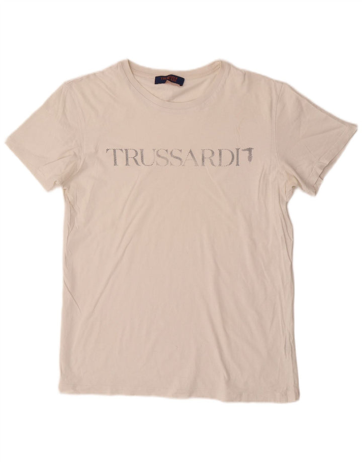 Trussardi Jeans Hombre Camiseta Gráfica Top Medium Off White