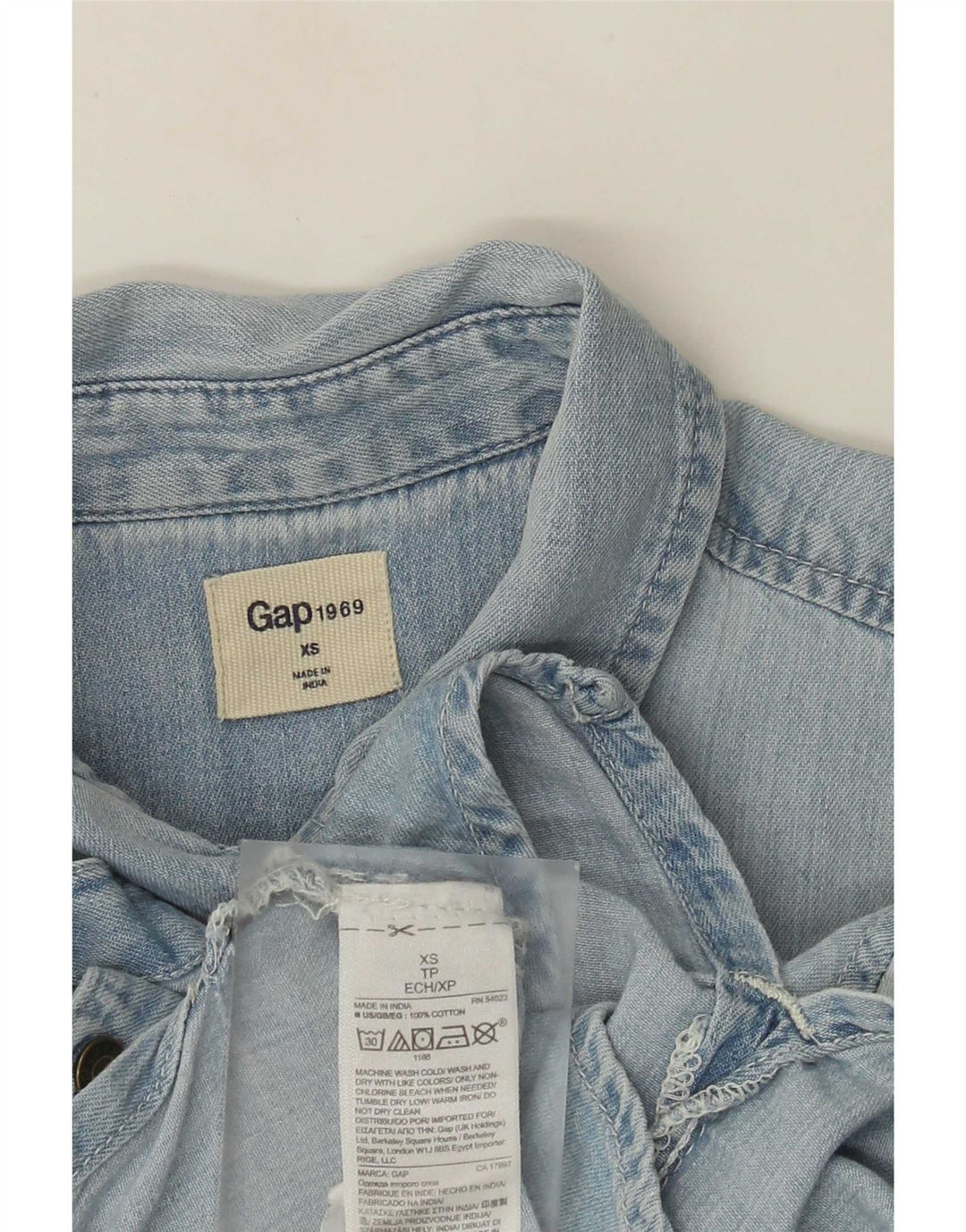Camisa vaquera extragrande para mujer Gap UK 6 XS Algodón azul