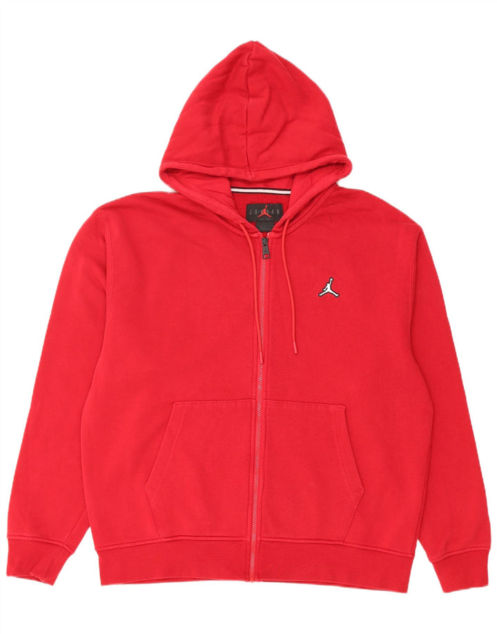Jordan - Sudadera con capucha y cremallera para hombre, talla grande, algodón rojo