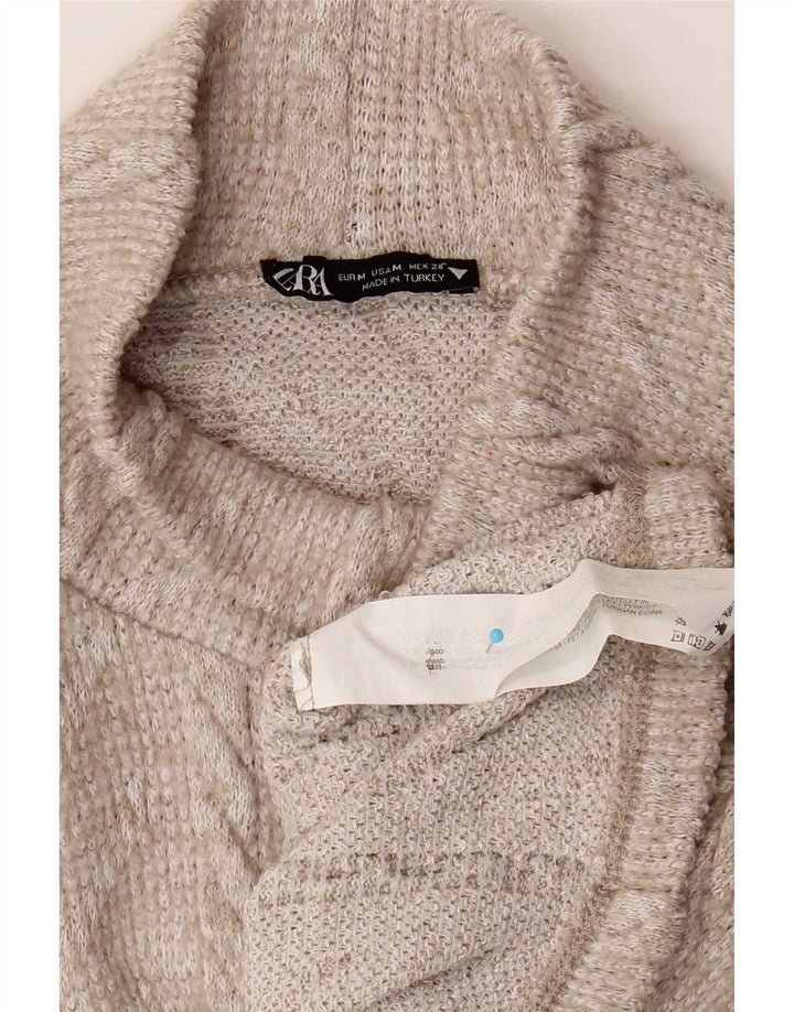 Zara Mujer Crop Turtle Neck Jumper Sweater UK 44 Medio Beige Poliéster