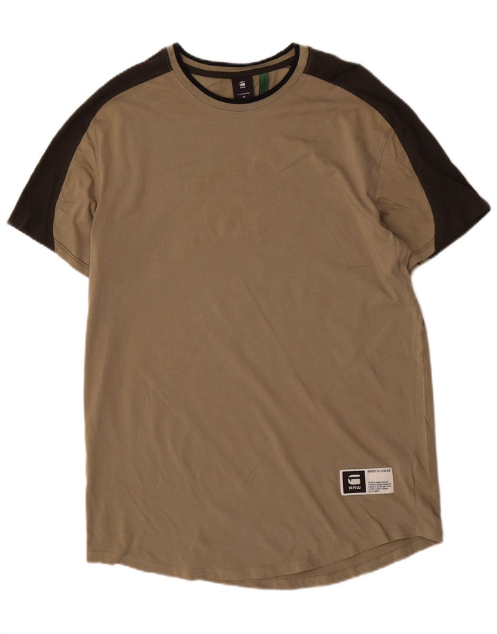 G-Star Hombre Camiseta Top Medium Khaki Colorblock Algodón