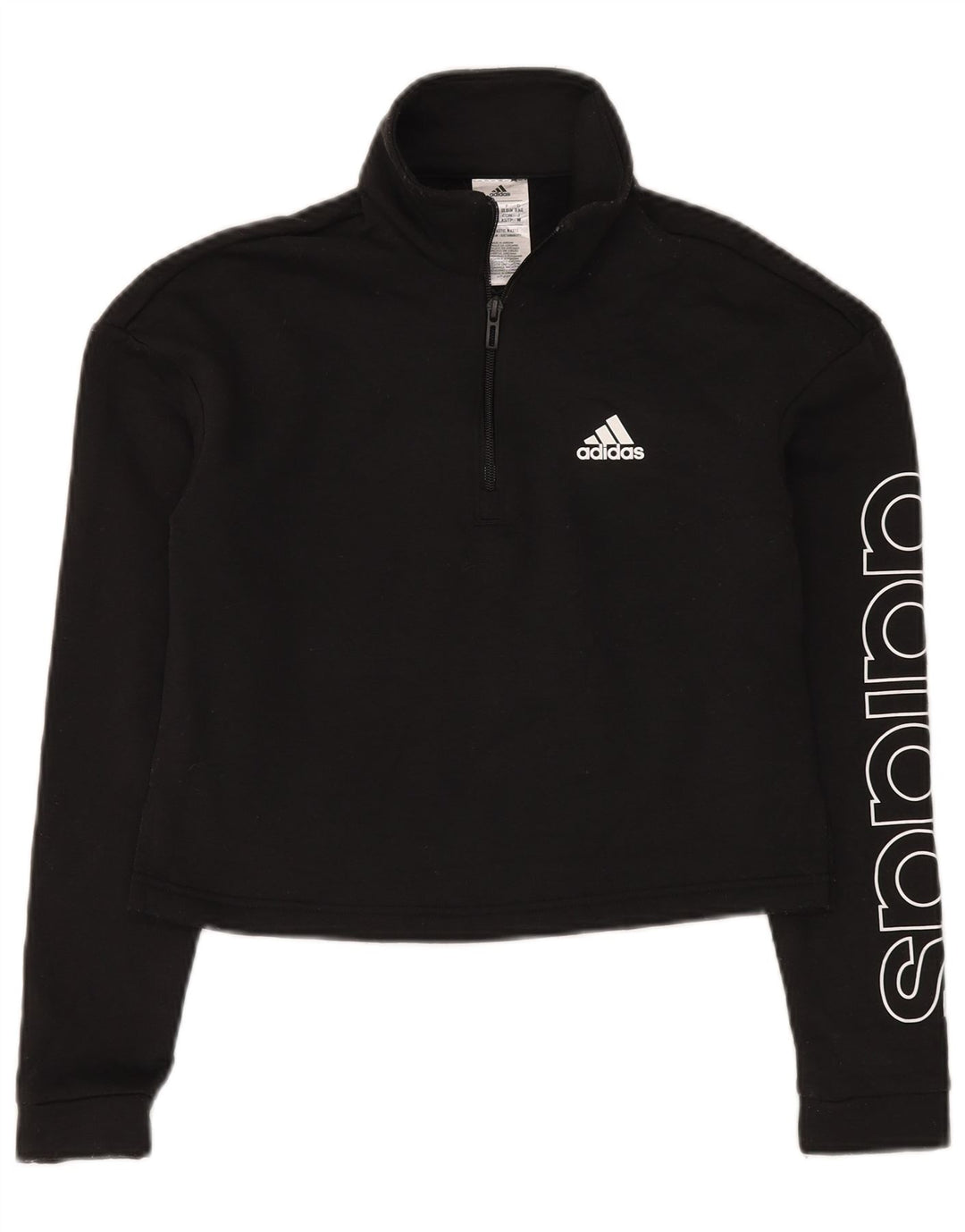 Adidas Mujer Crop Graphic Crop Sudadera Jumper UK 4/6 XS Negro Poliéster