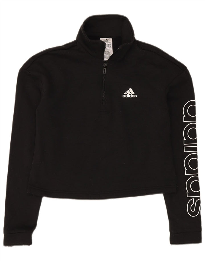 Adidas Mujer Crop Graphic Crop Sudadera Jumper UK 4/6 XS Negro Poliéster