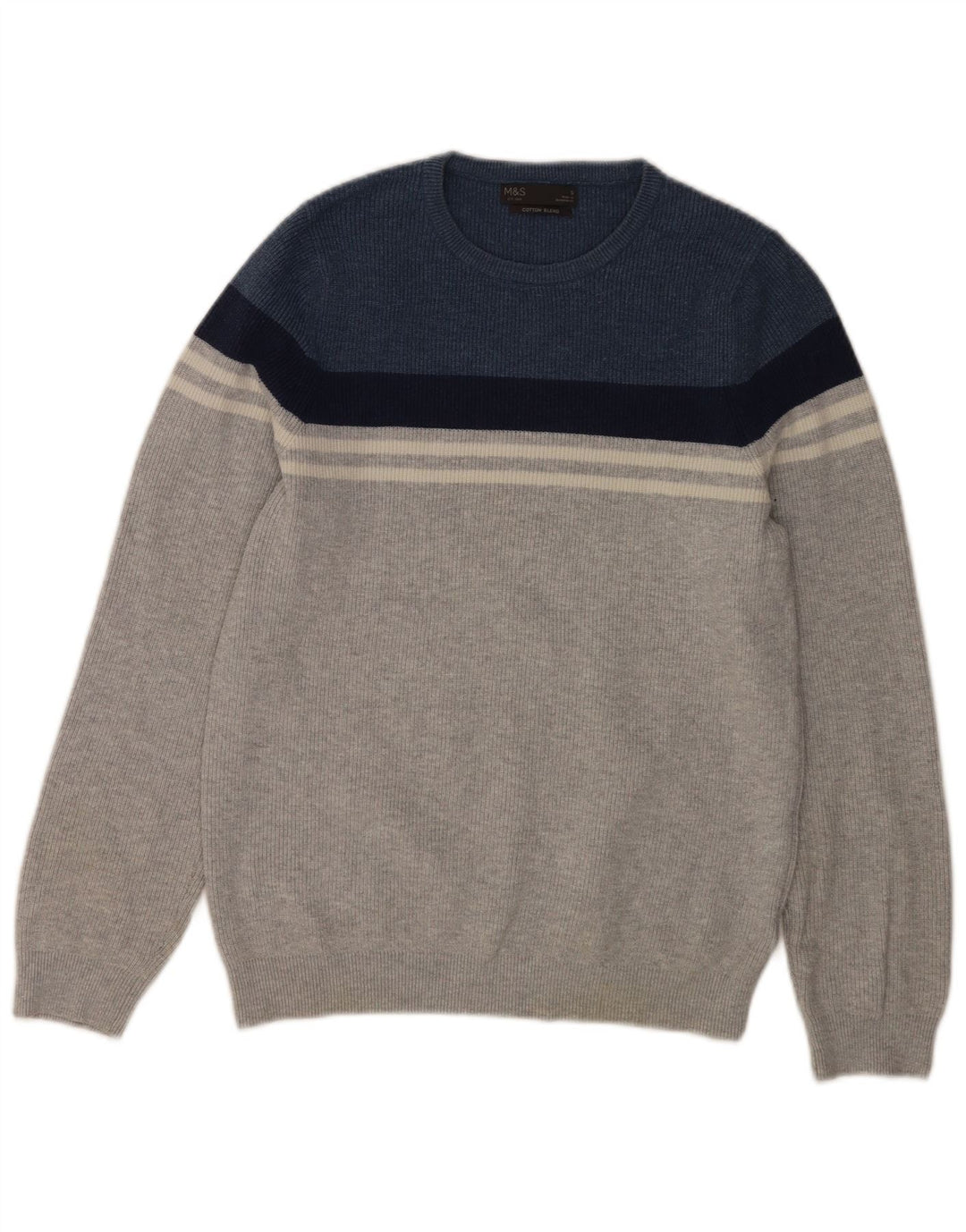Marks & Spencer Jersey De Cuello Redondo Para Hombre Pequeño Gris Colorblock