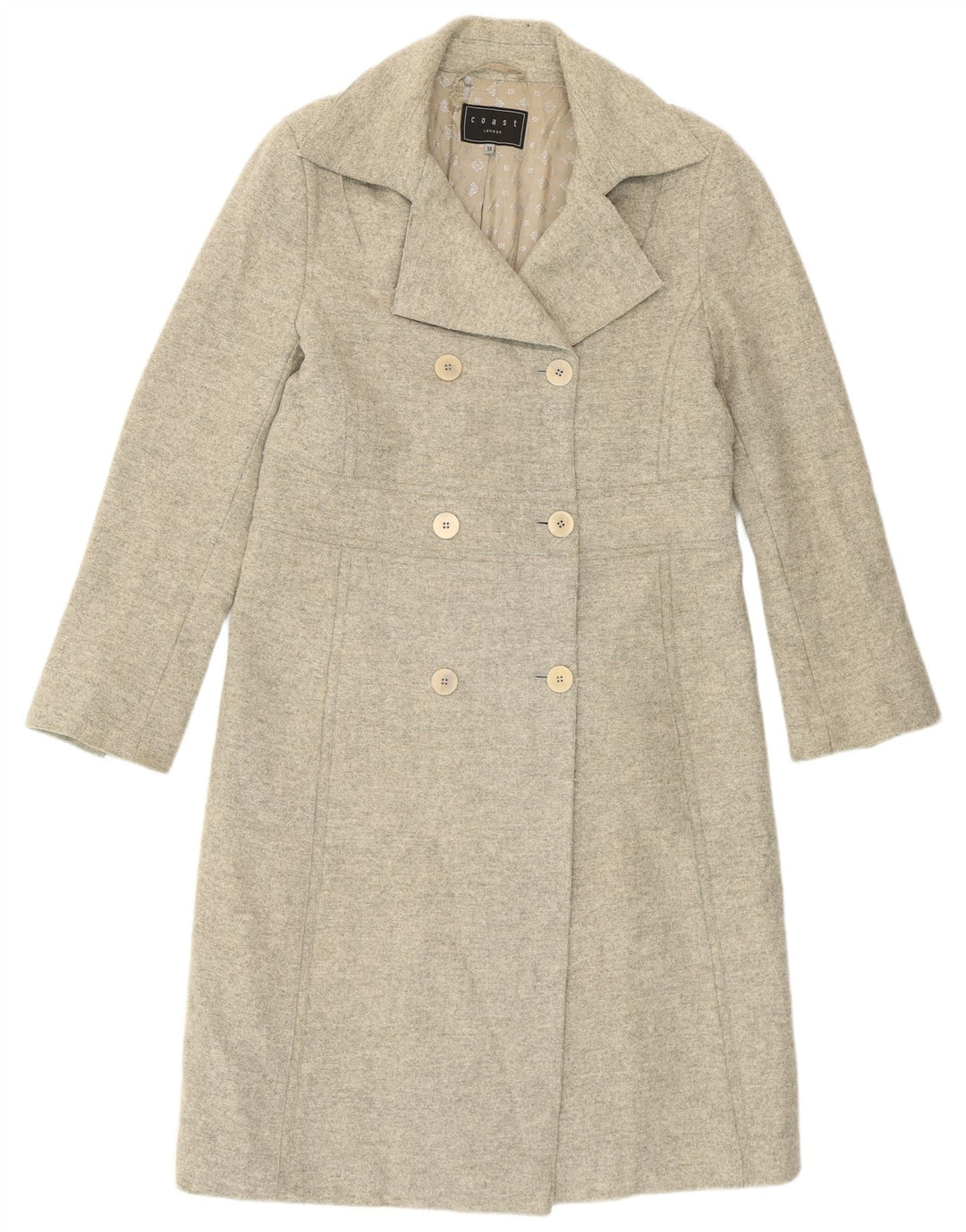 Abrigo de doble botonadura para mujer Coast UK 44 Lana virgen gris grande