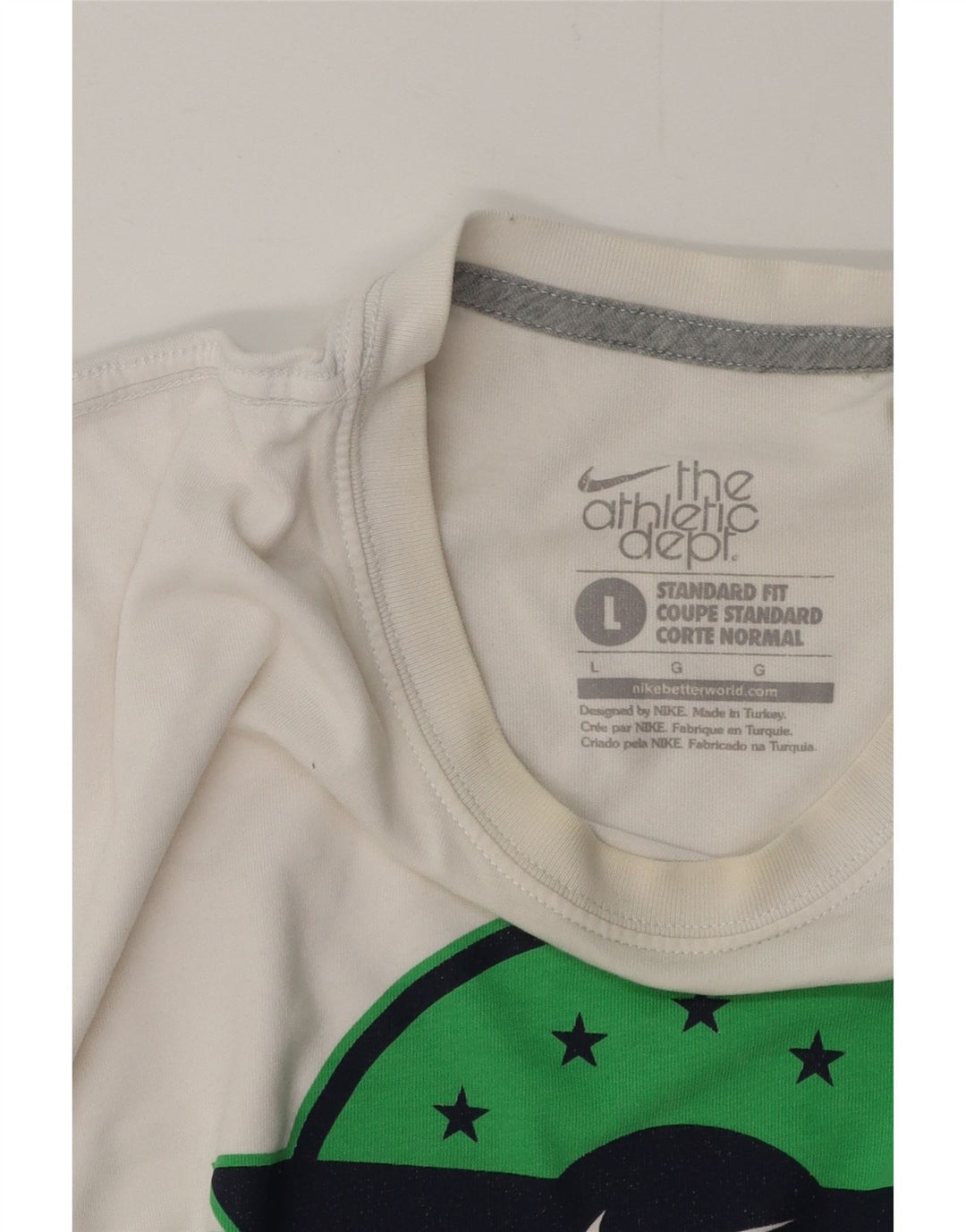 NIKE Camiseta gráfica de ajuste estándar Coupe para hombre, talla grande, color blanco