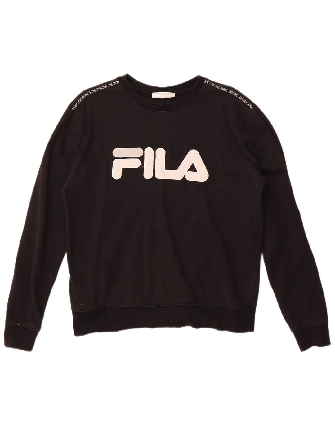Fila Mujer Graphic Sudadera Jumper UK 46 Grande Algodón Negro