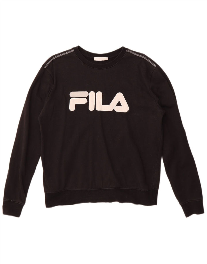Fila Mujer Graphic Sudadera Jumper UK 46 Grande Algodón Negro