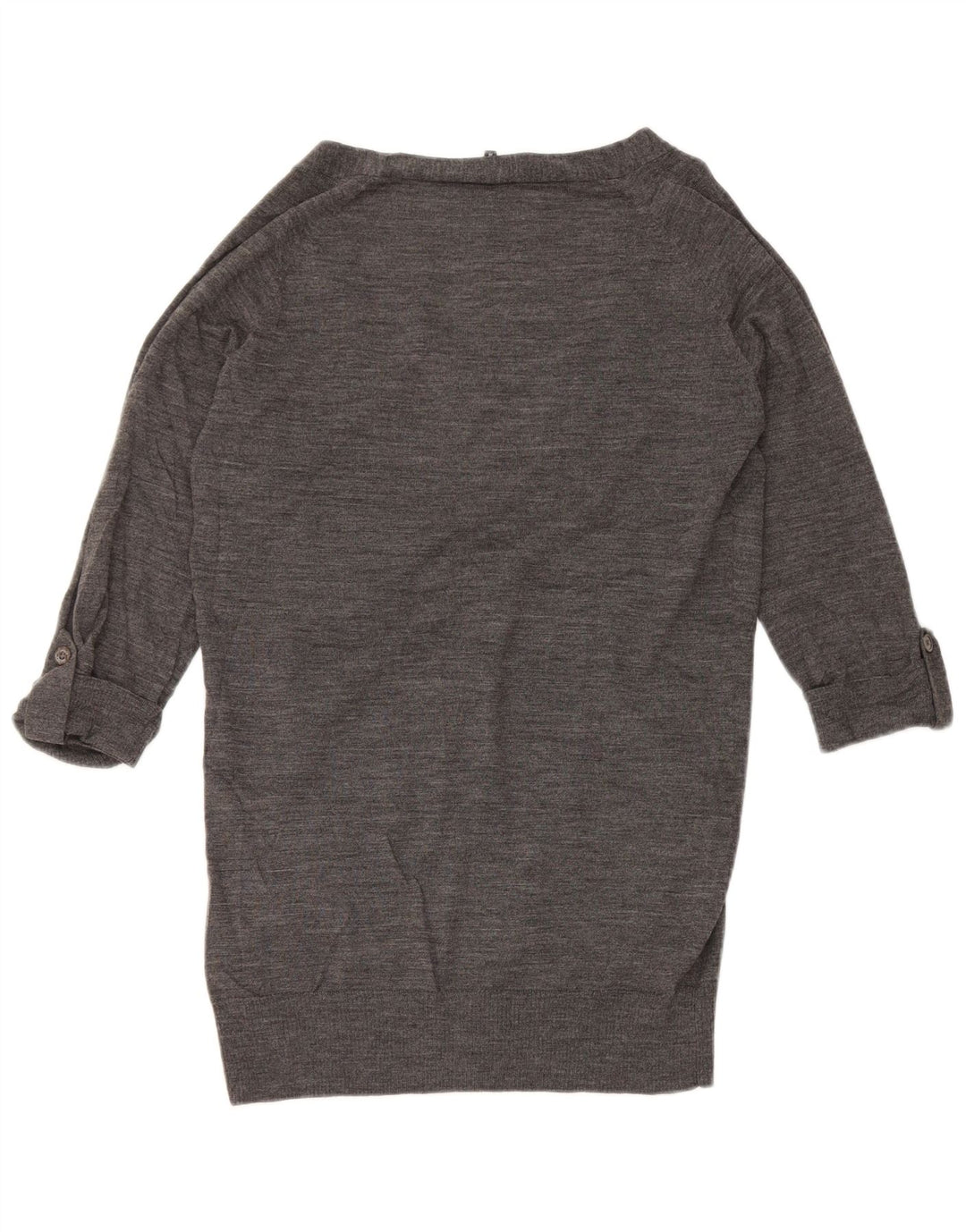 Jaeger Cárdigan de manga 3/4 para mujer UK 42 Lana moteada gris medio