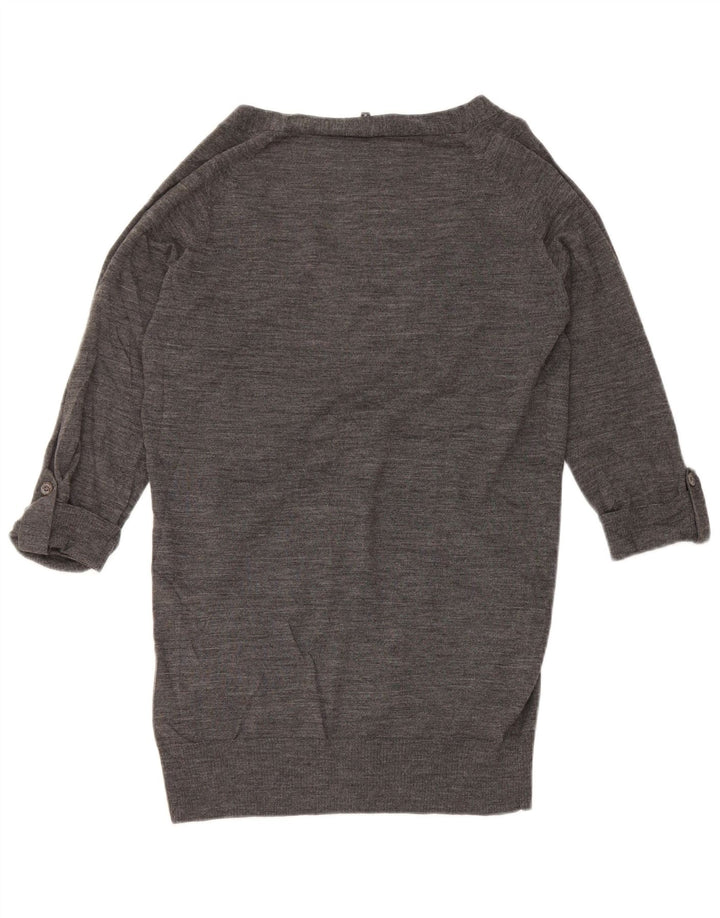 Jaeger Cárdigan de manga 3/4 para mujer UK 42 Lana moteada gris medio