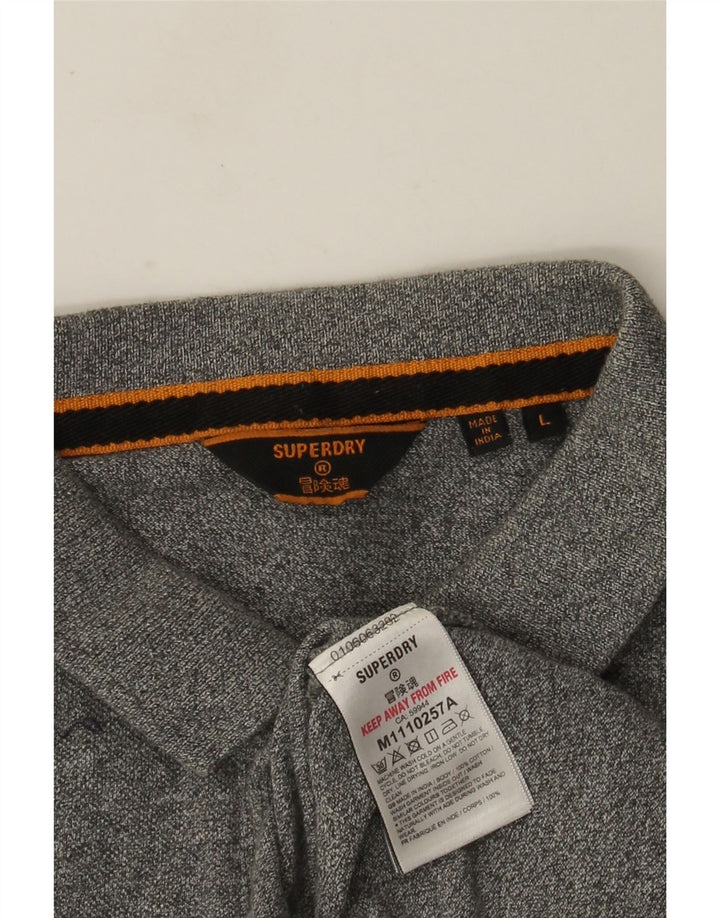 Superdry Polo gráfico para hombre de algodón moteado gris grande