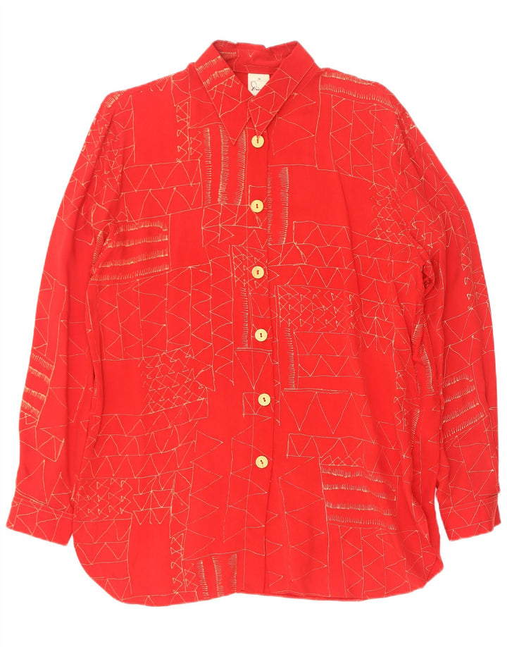 Divina Blusa Camisera Mujer EU 38 Medium Rojo Geométrico Cupro
