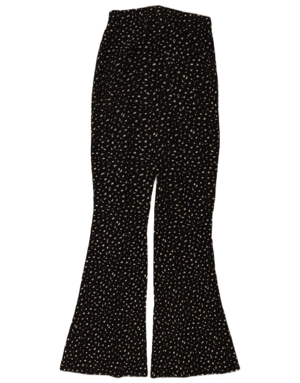 Topshop Pantalones casuales acampanados para mujer UK 8 Small W26 L32 Black Spotted
