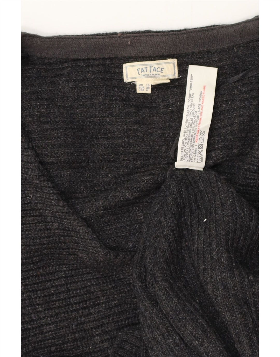 FAT FACE Suéter tipo jersey de gran tamaño con cuello en V para mujer UK 10 Small Grey Cotton