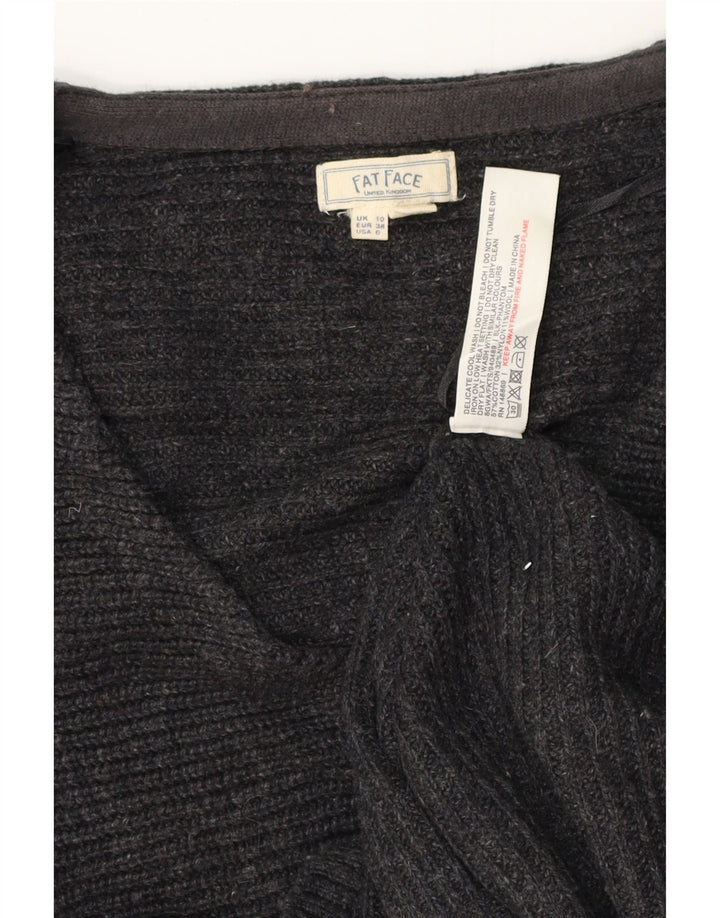 FAT FACE Suéter tipo jersey de gran tamaño con cuello en V para mujer UK 10 Small Grey Cotton