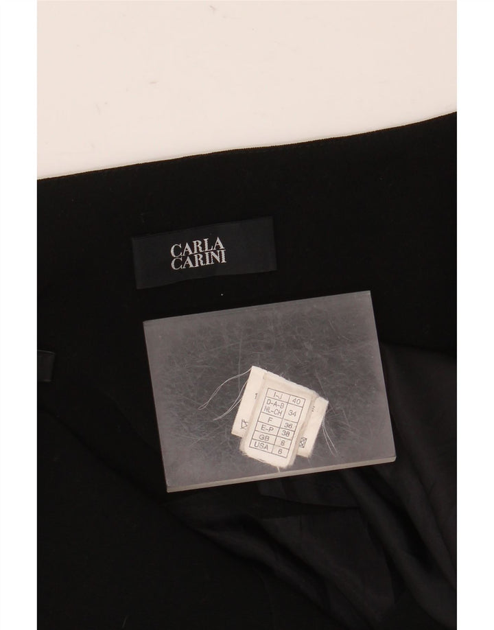 Carla Carini Falda acampanada para mujer UK 8 Small W28 Poliéster negro