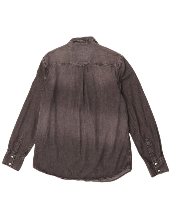 Superdry Camisa Vaquera Para Hombre XL Algodón Gris