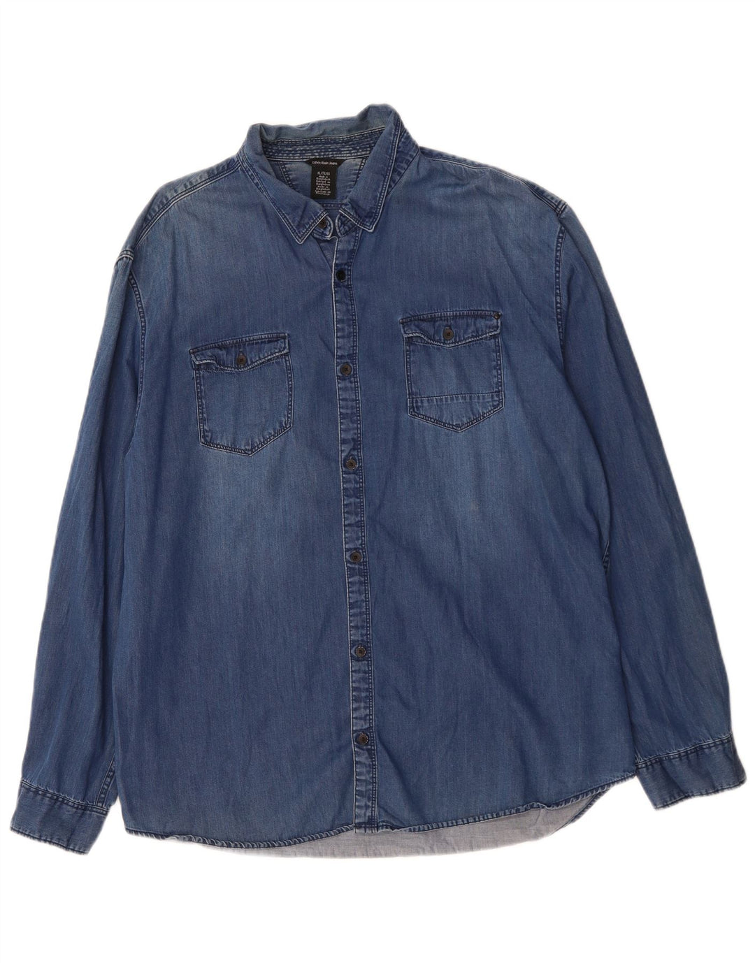 CALVIN KLEIN JEANS Camisa vaquera hombre XL Azul Algodón