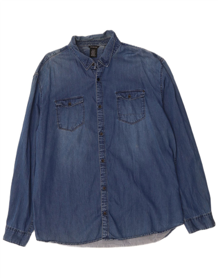 CALVIN KLEIN JEANS Camisa vaquera hombre XL Azul Algodón