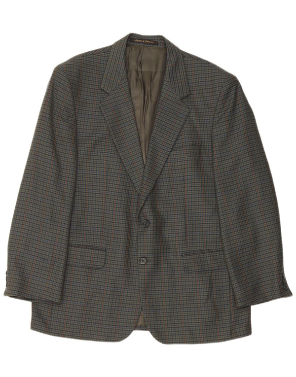 Marks & Spencer Chaqueta tipo blazer de 2 botones para hombre UK 44 XL Pata de gallo verde
