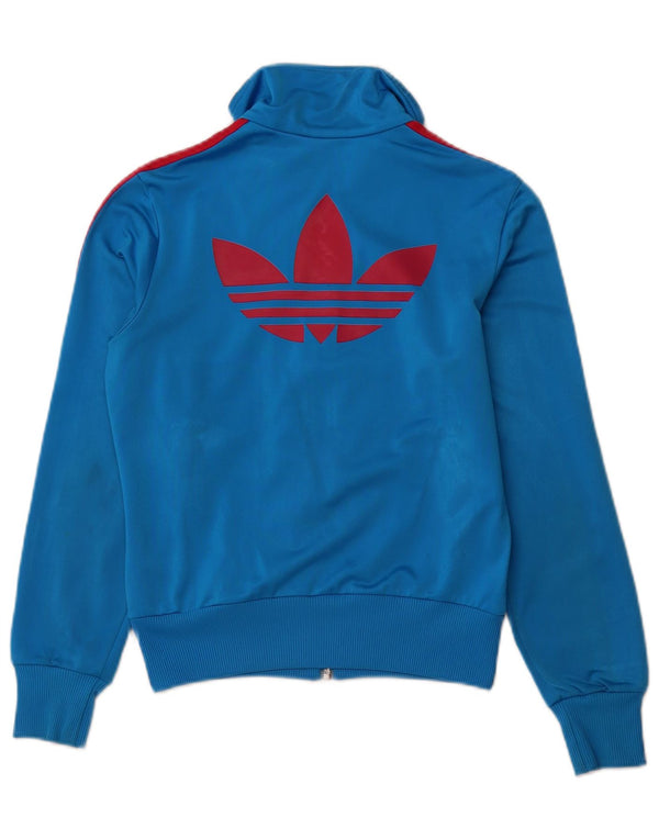 Adidas - Chaqueta de chándal gráfica para mujer, talla 36, poliéster azul pequeño