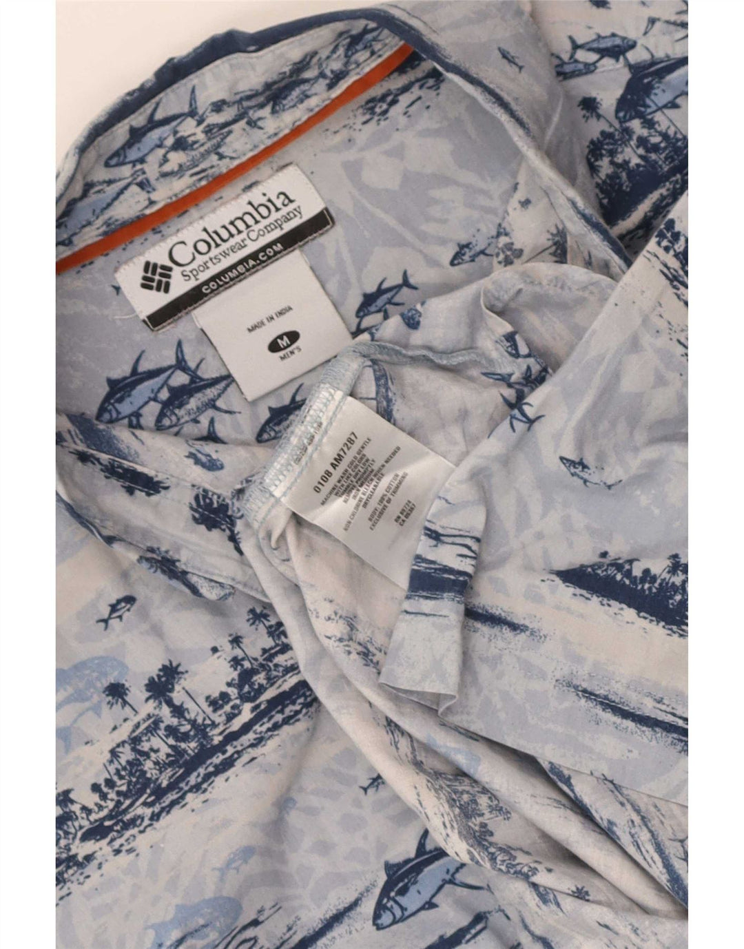 Columbia Camisa De Manga Corta Con Estampado Abstracto De Algodón Azul Medio |
