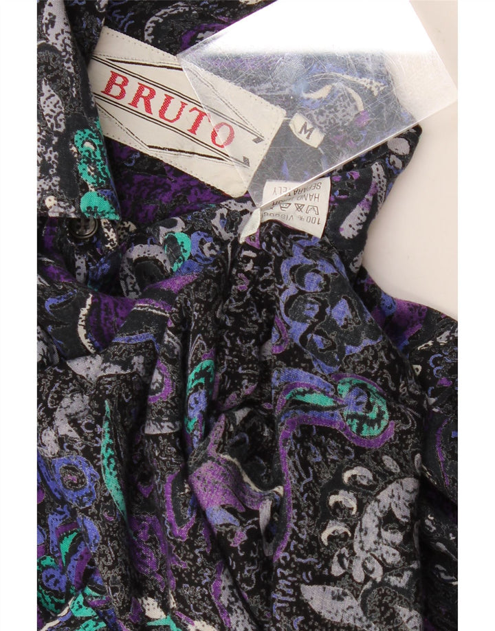 VINTAGE Camisa Manga Corta Hombre Viscosa Paisley Multicolor Mediana