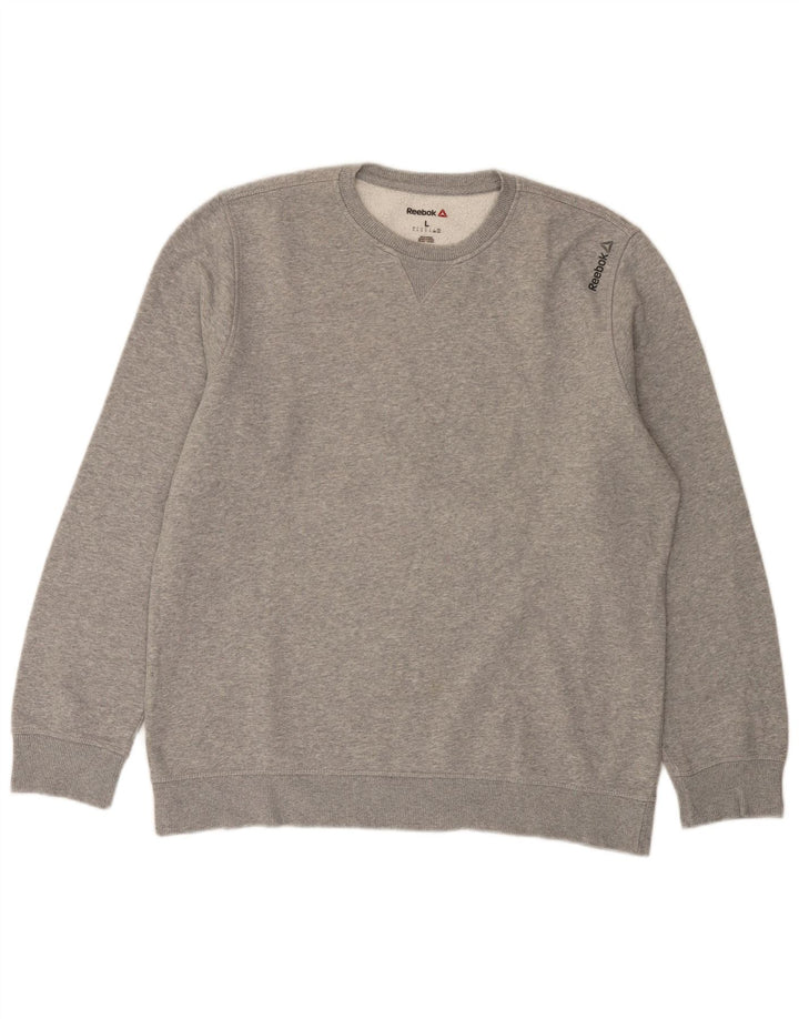 Reebok - Sudadera tipo jersey para hombre, talla grande, algodón moteado gris