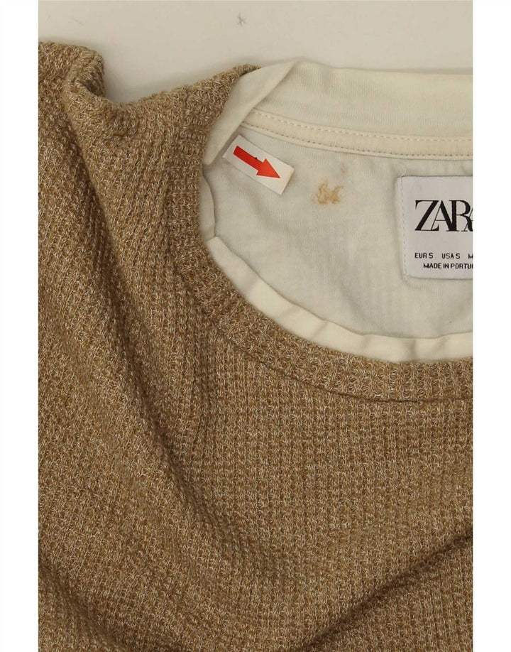 Zara Hombre Top Manga Larga Small Algodón Beige