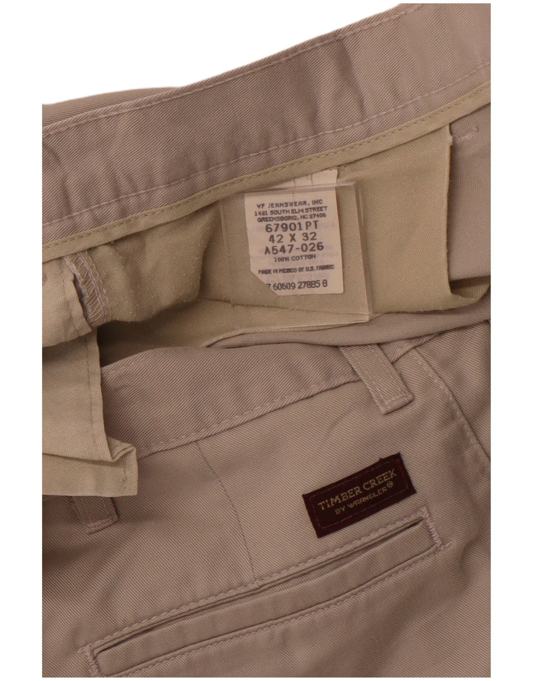 WRANGLER Pantalones chinos con pinzas Timber Creek para hombre W42 L32 Algodón beige