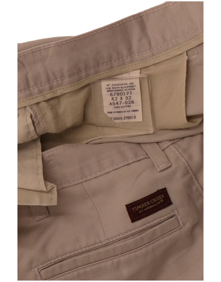 WRANGLER Pantalones chinos con pinzas Timber Creek para hombre W42 L32 Algodón beige