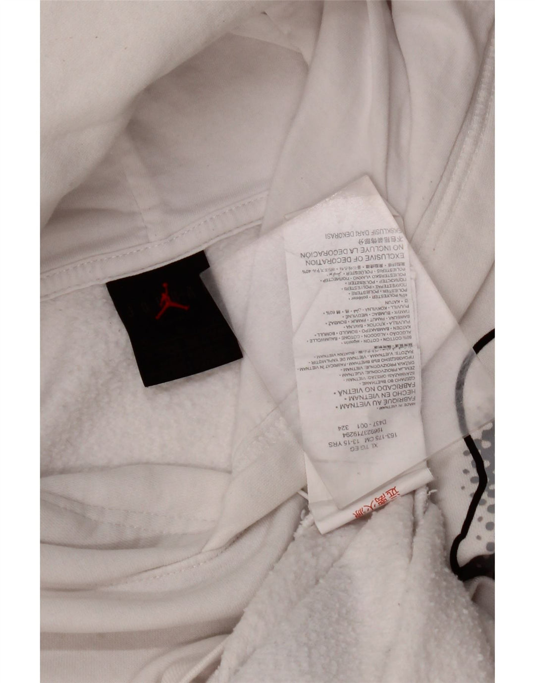 JORDAN Sudadera con capucha gráfica para niños 13-14 años XL Algodón blanco