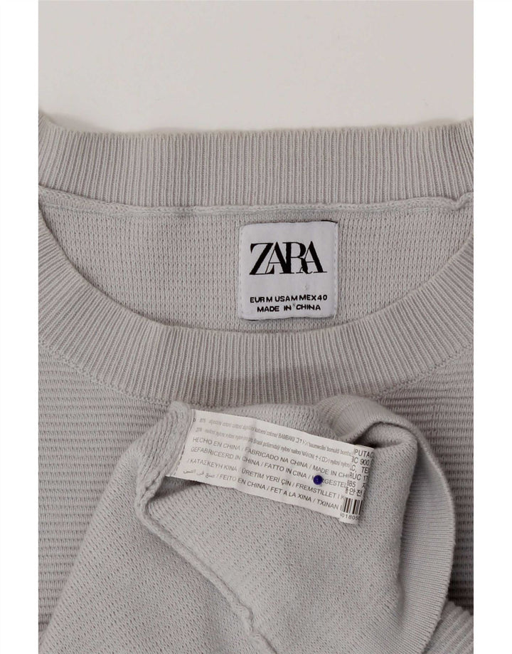 Zara Hombre Jersey Cuello Redondo Jersey Algodón Gris Medio