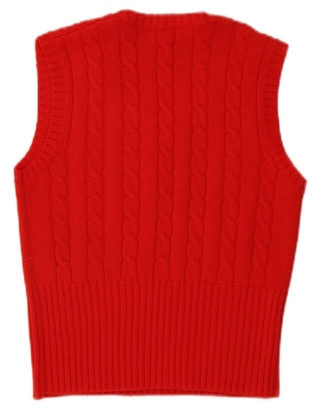 VINTAGE Mujer Crop Vest Tank Top Reino Unido 8 Pequeño Rojo Poliacrílico